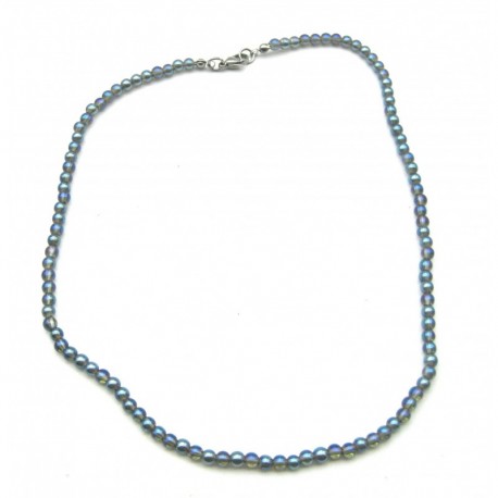 Kugel-Kette Aqua Aura blau-bunt Bergkristall behandelt 4 mm 45 cm lang