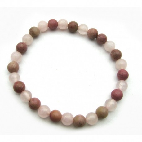 Kugel-Armband Mix Rosenquarz Thulit 6 mm