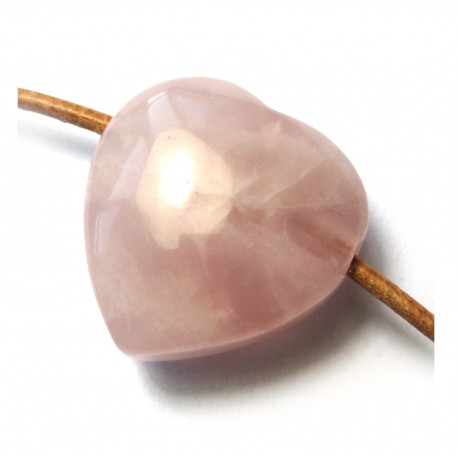 Herz gebohrt Rosenquarz 20 mm