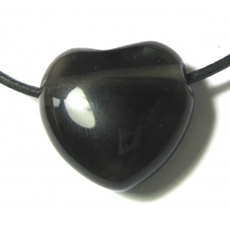 Herz gebohrt Obsidian Lamellen 25 mm