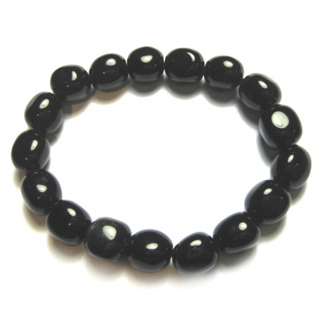 Nugget-Armband klein Obsidian Silber