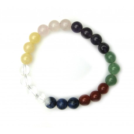 Kugel-Armband Chakra (teils erhitzt und gefärbt) 8 mm
