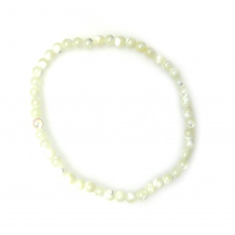 Kugel-Armband Perlmutt weiß 4 mm