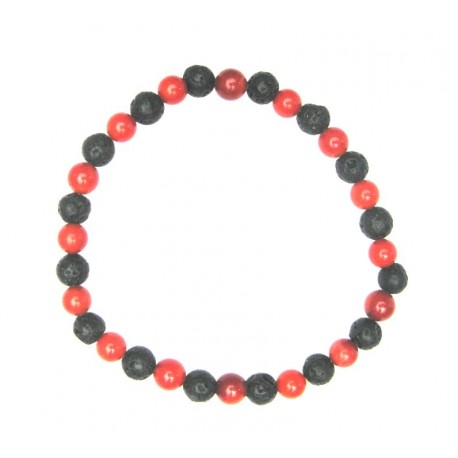 Kugel-Armband Lava Koralle rot (gefärbt) 6 mm