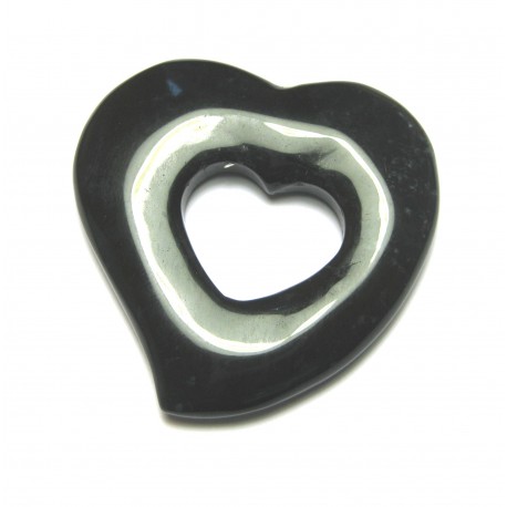 Schnurteil Herz in Herz Onyx (gefärbt) 50 mm