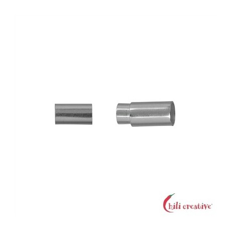 Magnet-Schließe Zylinder für 2,5 mm-Bänder Silber 1 Stück