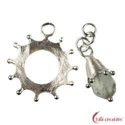 Verschluß mit Tropfen Fluorit 30 mm Silber matt 1 Stück