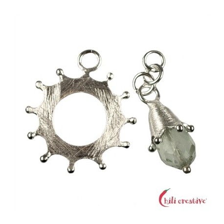 Verschluß mit Tropfen Fluorit 30 mm Silber matt 1 Stück