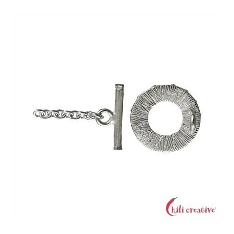 Knebel-Verschluß Rillen-Dekor 18 mm Silber matt 1 Stück