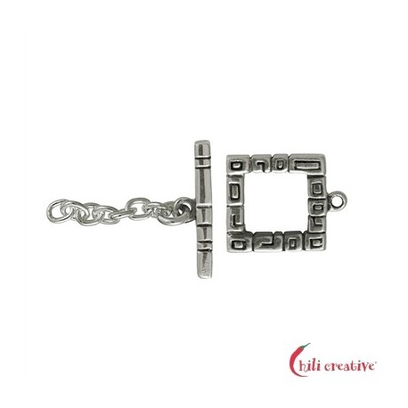 Knebel-Verschluß Karo 11 mm Silber teilw. geschwärzt 1 Stück