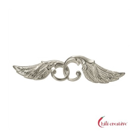 Pfauen-Flügel 42 mm Silber 1 Stück