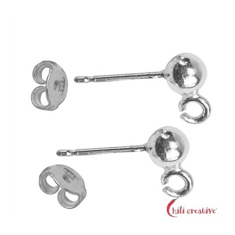 Ohrstecker mit Öse zum Einhängen 3 mm Silber VE 6 Stück