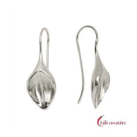 Ohrhaken Kelchblatt 30 mm Silber VE 2 Stück
