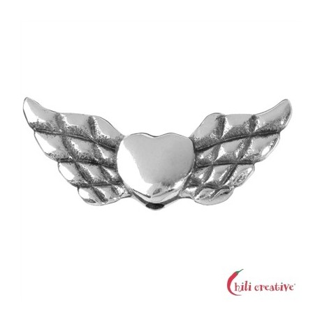 Flügel Herz 22 mm Silber VE 4 Stück