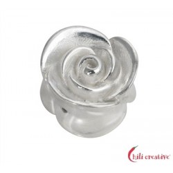 Rosenblüte 17 mm Silber 1 Stück