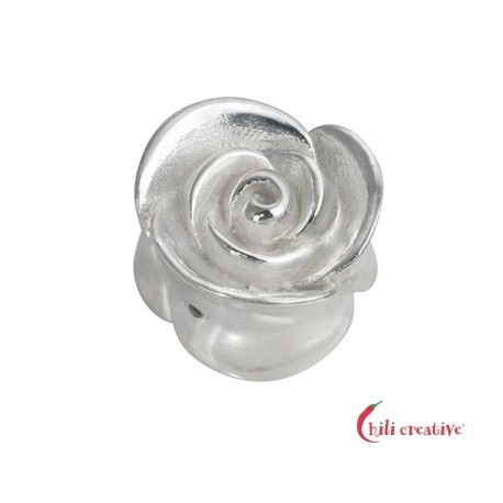 Rosenblüte 17 mm Silber 1 Stück