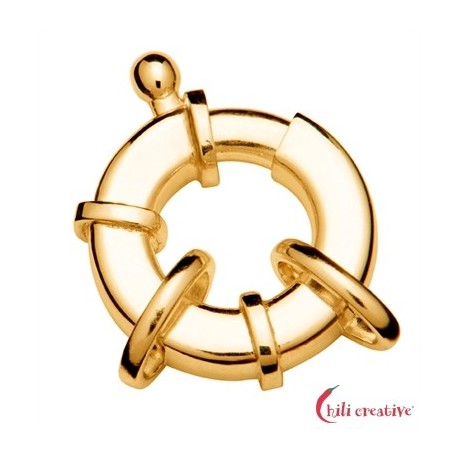 Federring Design flach 18 mm mit 2 Ösen Silber vergoldet 1 Stück