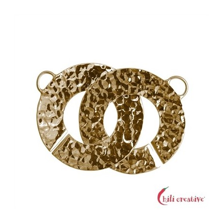 Ring-Ring-Verschluß rund 14 mm Silber gehämmert vergoldet 1 Stück