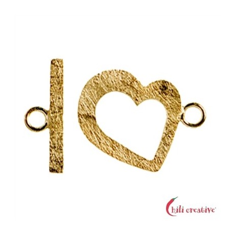 Knebel-Verschluß Herz 17 mm Silber vergoldet 1 Stück