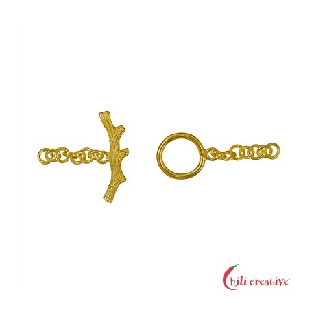 Knebel-Verschluß Koralle 25 mm Silber vergoldet 1 Stück