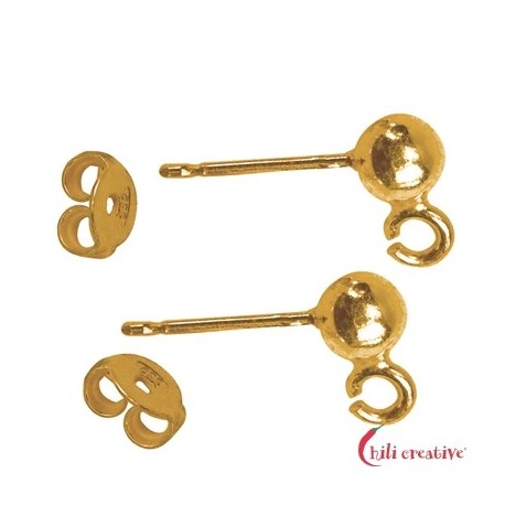 Ohrstecker mit Öse zum Einhängen 3 mm Silber vergoldet VE 6 Stück