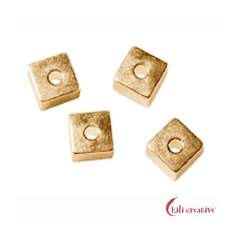 Würfel längs gebohrt 5 mm Silber vergoldet VE 5 Stück