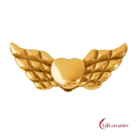 Flügel Herz 22 mm Silber vergoldet VE 4 Stück