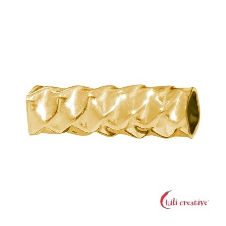 Röhrchen quadratisch gehämmert 8x5 mm Silber vergoldet VE 18 Stück