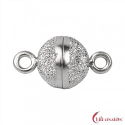 Magnet-Schließe rund 8 mm Silber diamantiert rhodiniert 1 Stück