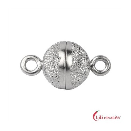 Magnet-Schließe rund 8 mm Silber diamantiert rhodiniert 1 Stück