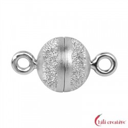 Magnet-Schließe rund 8 mm Silber teildiamantiert rhodiniert 1 Stück