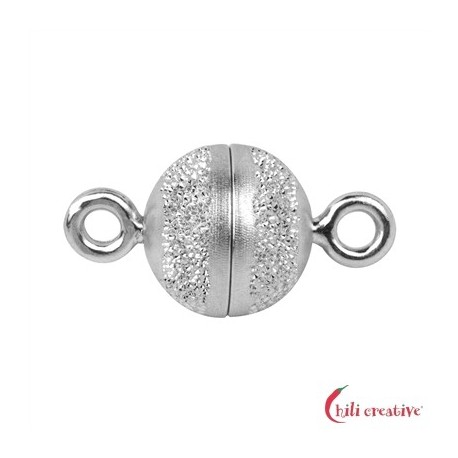 Magnet-Schließe rund 8 mm Silber teildiamantiert rhodiniert 1 Stück