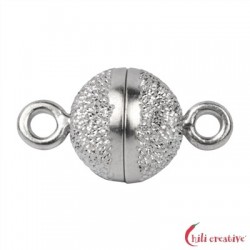 Magnet-Schließe rund 10 mm Silber diamantiert rhodiniert 1 Stück