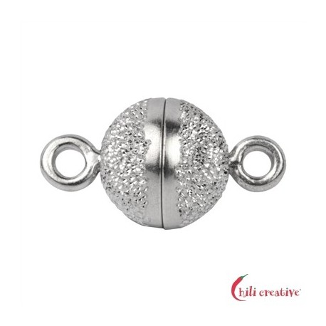 Magnet-Schließe rund 10 mm Silber diamantiert rhodiniert 1 Stück