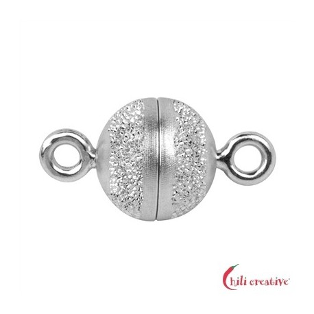 Magnet-Schließe rund 10 mm Silber teildiamantiert rhodiniert 1 Stück