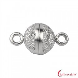 Magnet-Schließe rund 6 mm Silber diamantiert rhodiniert 1 Stück