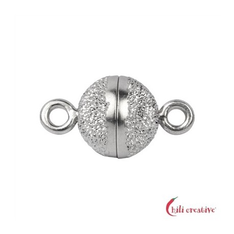 Magnet-Schließe rund 6 mm Silber diamantiert rhodiniert 1 Stück