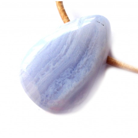 Trommelstein gebohrt Chalcedon blau gebändert A