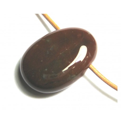 Trommelstein gebohrt Chalcedon rotbraun