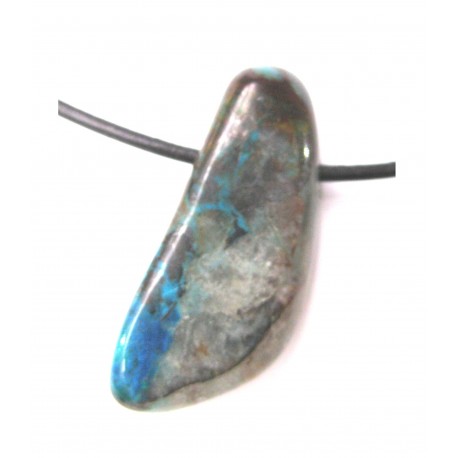 Trommelstein gebohrt Chrysokollquarz