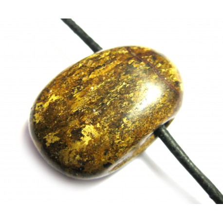 Trommelstein gebohrt Bronzit A (Ferro-Enstatit)