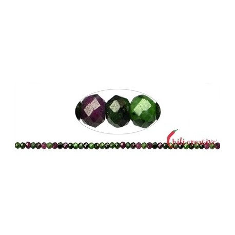 Strang Button Rubin-Zoisit facettiert 2 x 4 mm