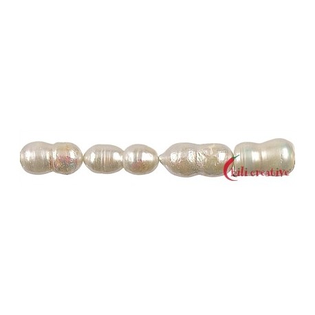 Strang Peanut-Form Süßwasser-Perle weiß 20-30 x 10-12 mm