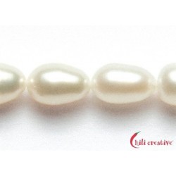 Strang Reiskorn Süßwasser-Perle weiß-creme 3 mm