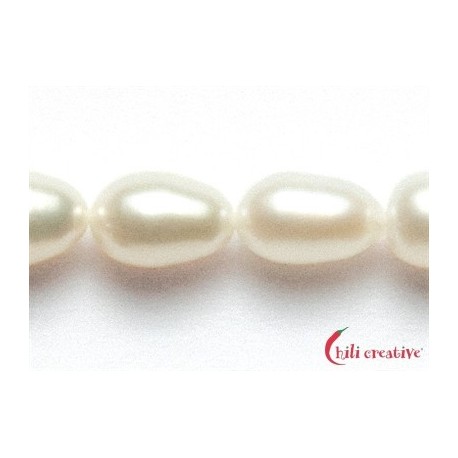 Strang Reiskorn Süßwasser-Perle weiß-creme 3 mm