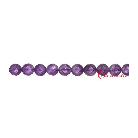 Strang Kugel Amethyst facettiert 4 mm