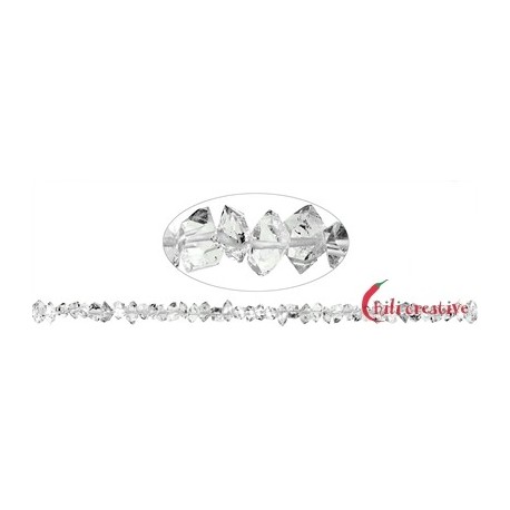 Strang Doppelender Bergkristall (Herkimer-Art Pakistan) natur quer gebohrt 4-5 x 6-10 mm