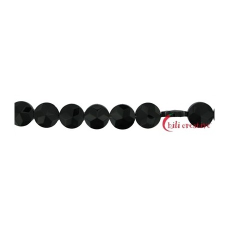 Strang Button flach Onyx (gefärbt) facettiert 10 x 4 mm