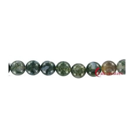 Strang Kugel Moosachat grün (Chalcedon) 8 mm
