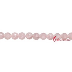 Strang Kugel Rosenquarz facettiert 3 mm DERZEIT NICHT LIEFERBAR